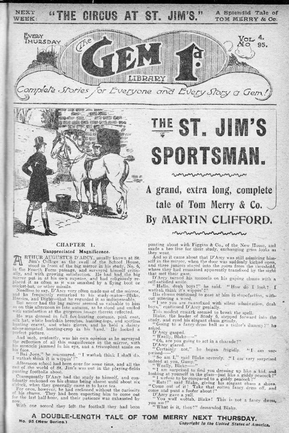 Comic Book Cover For The Gem v2 95 - The St. Jim’s Sportsmen