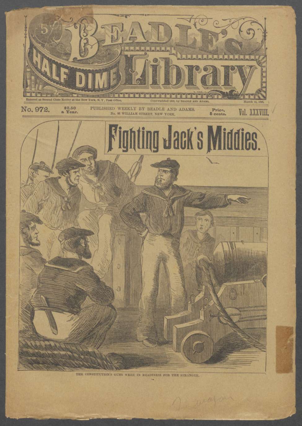 Book Cover For Beadle's Half Dime Library 972 - Fighting Jack's Middies