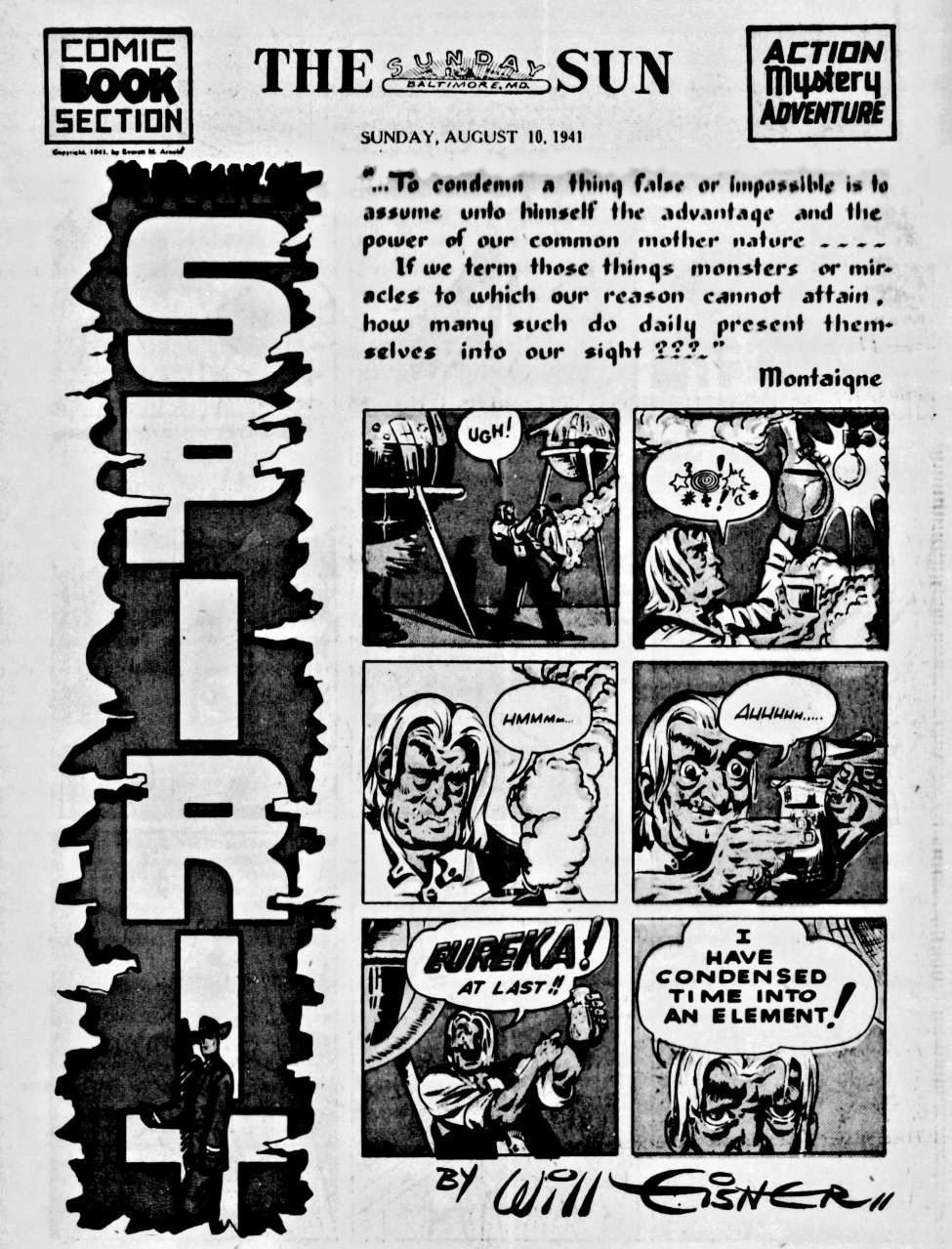 Book Cover For The Spirit (1941-08-10) - Baltimore Sun (b/w)