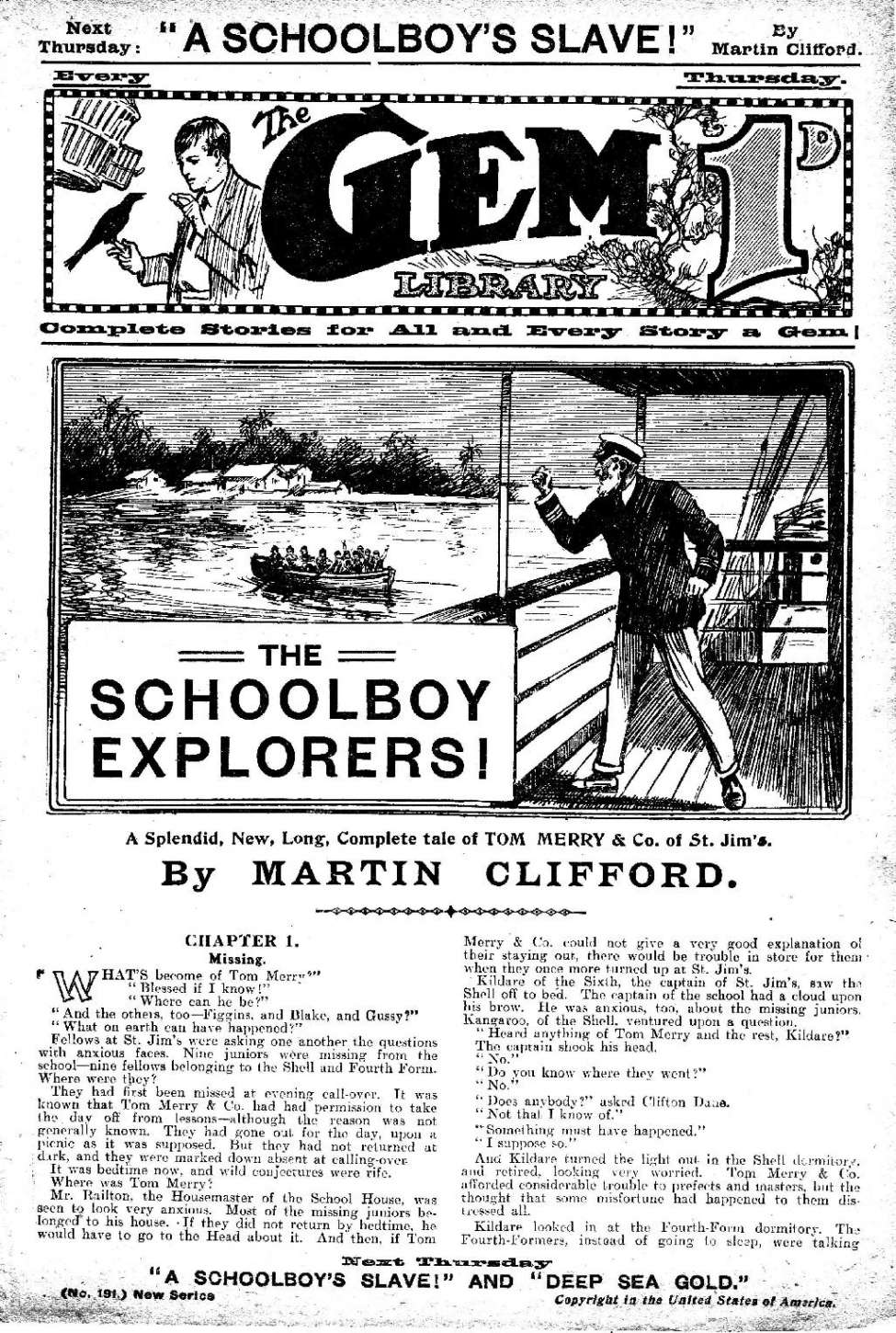 Book Cover For The Gem v2 191 - The Schoolboy Explorers