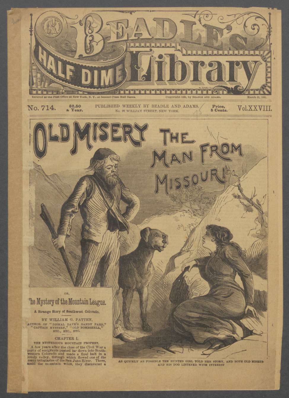 Book Cover For Beadle's Half Dime Library 714 - Old Misery, the Man from Missouri