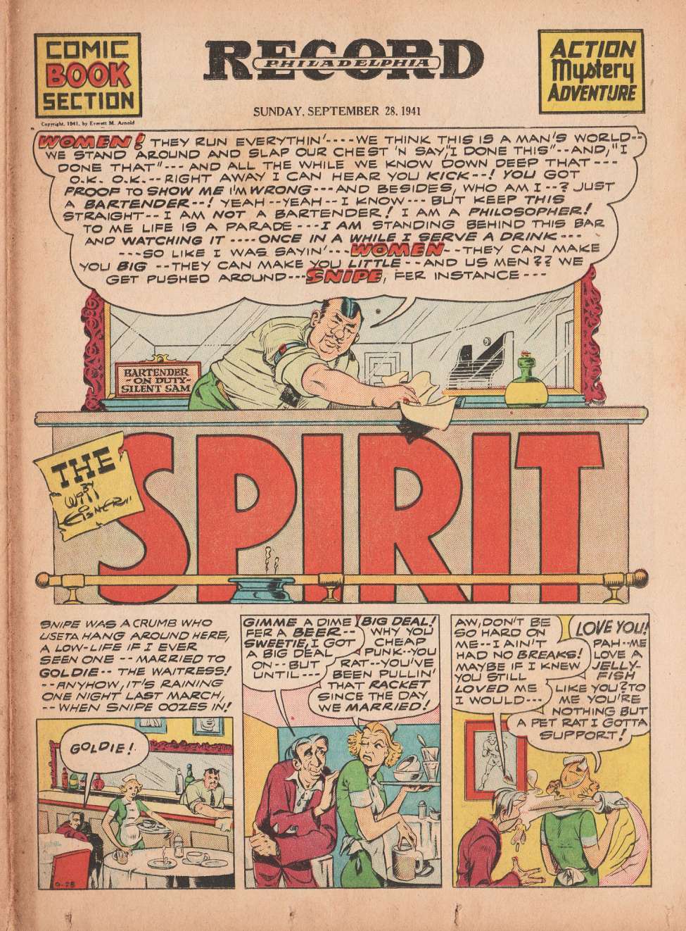 Comic Book Cover For The Spirit (1941-09-28) - Philadelphia Record - Version 1