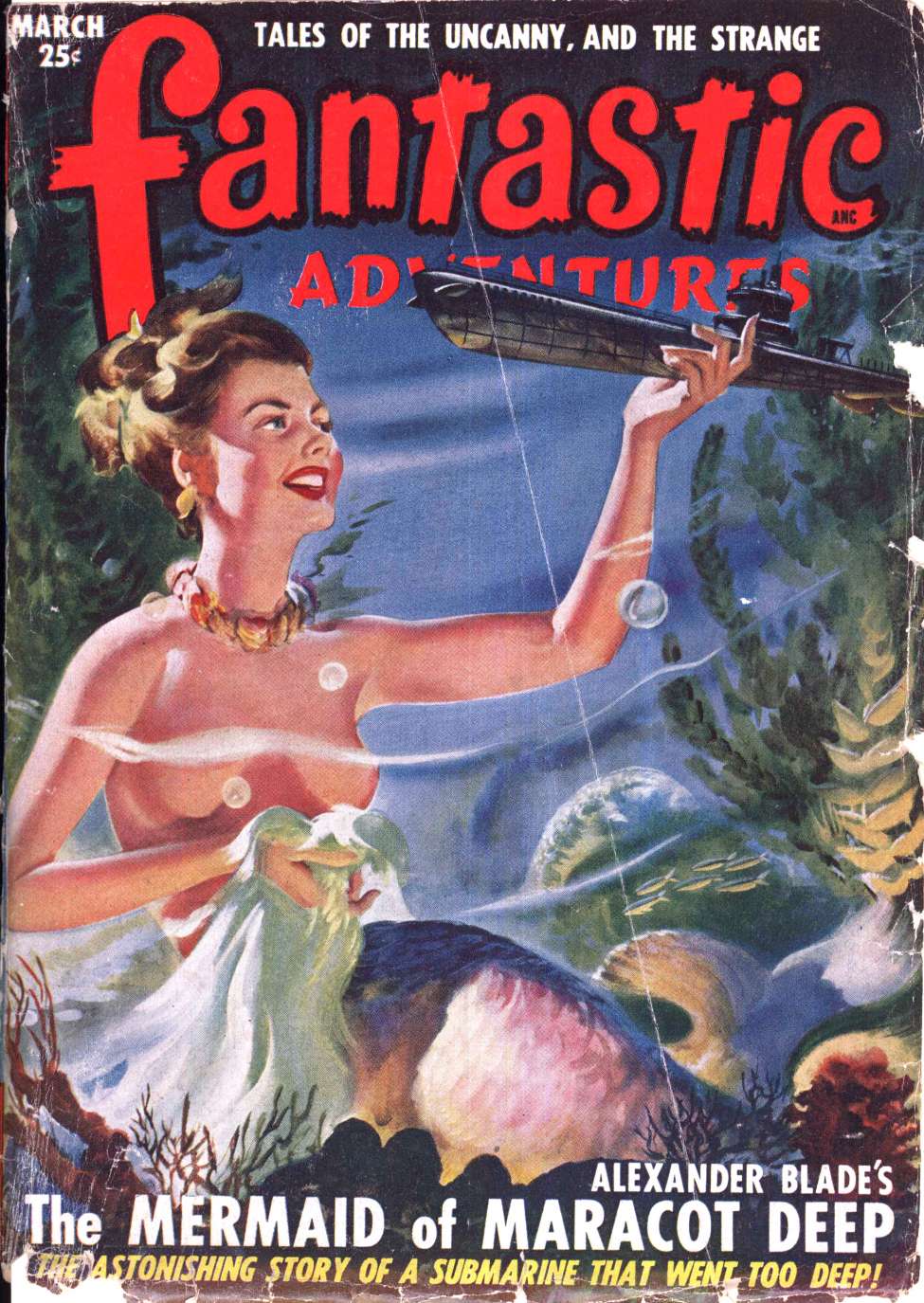 Book Cover For Fantastic Adventures v11 3 - The Mermaid of Maracot Deep - Alexander Blade