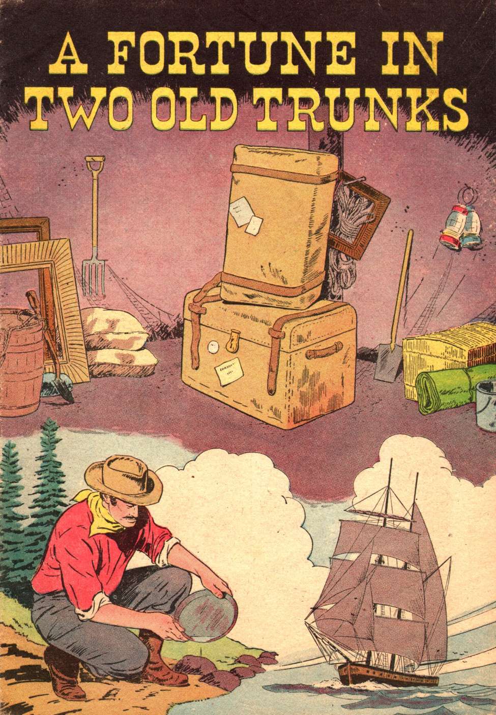 Comic Book Cover For A Fortune In Two Old Trunks
