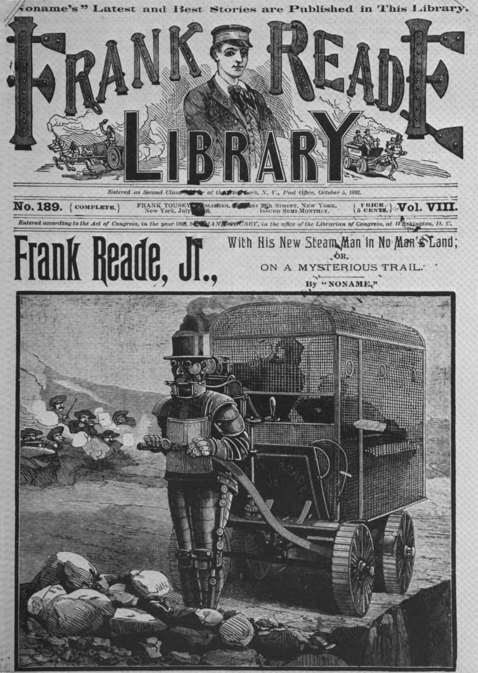 Book Cover For v01 2(189) - Frank Reade with His New Steam Man in No Man's Land