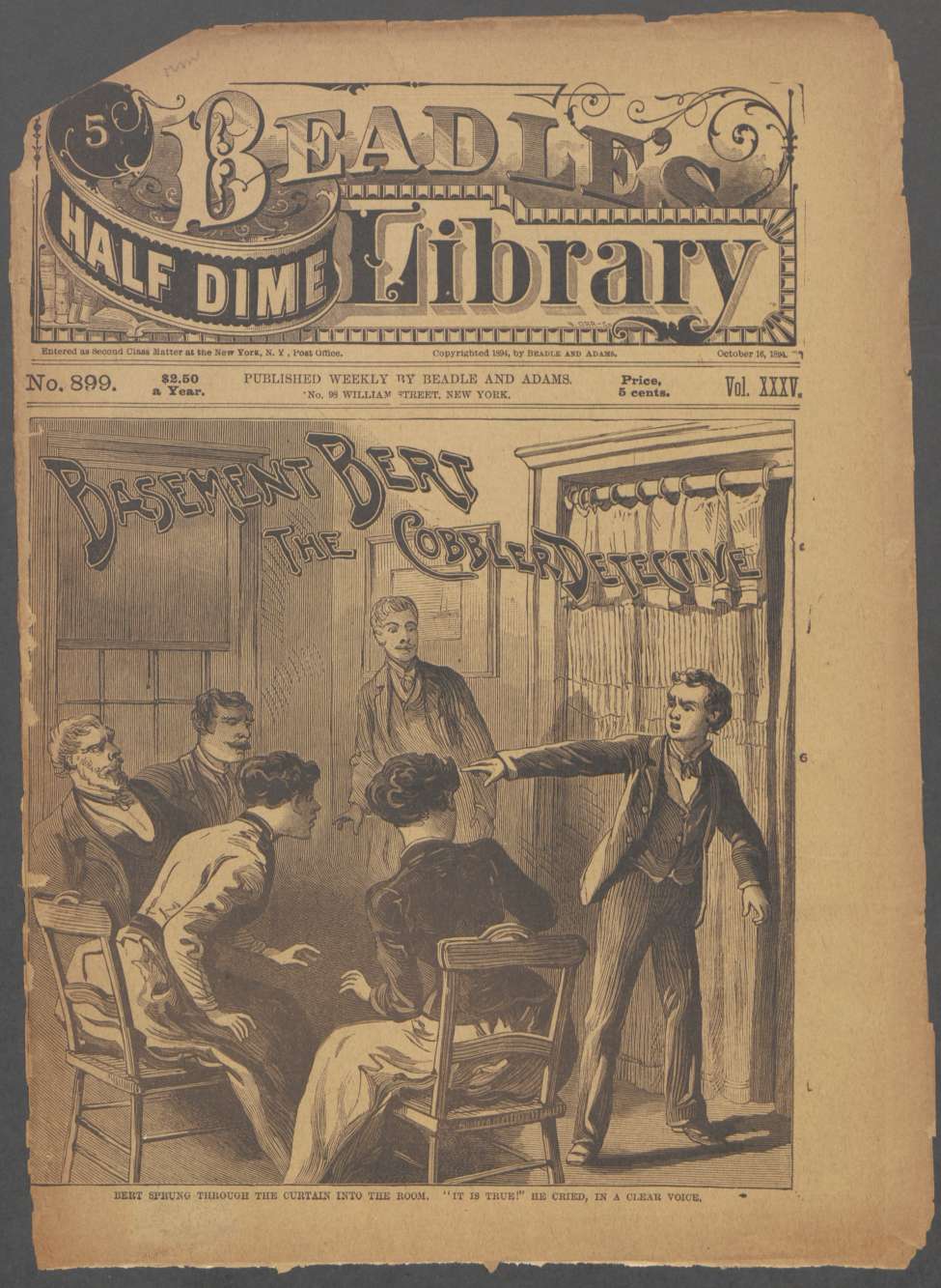 Book Cover For Beadle's Half Dime Library 899 - Basement Bert, the Boy Cobbler Detective