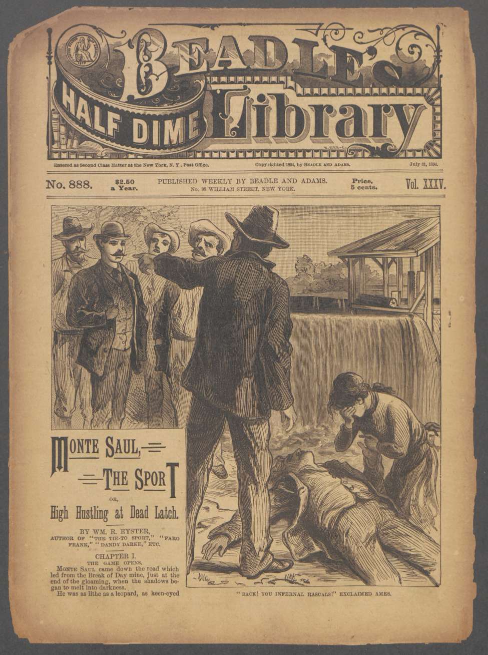 Book Cover For Beadle's Half Dime Library 888 - Monte Saul, the Sport