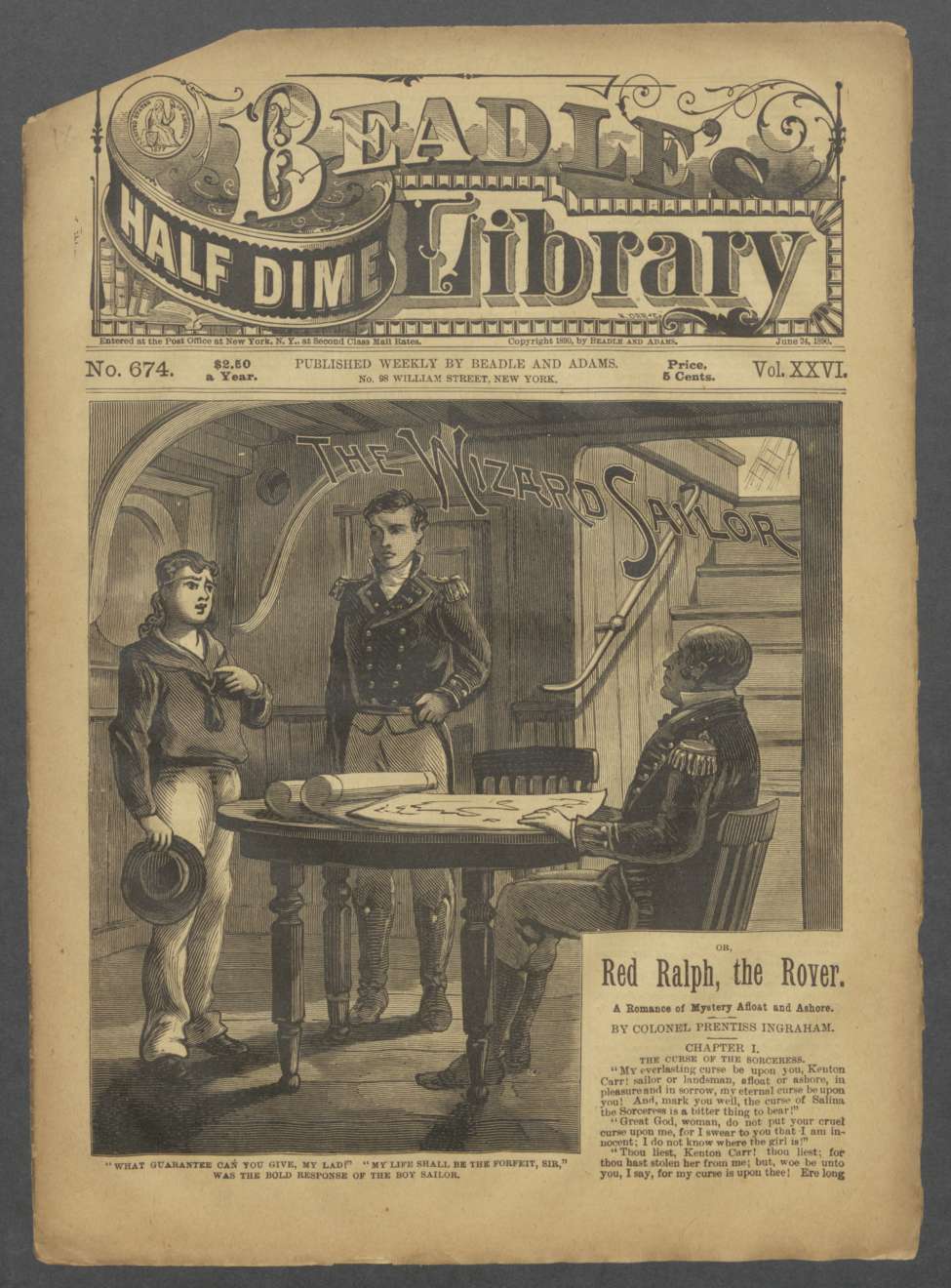 Book Cover For Beadle's Half Dime Library 674 - The Wizard Sailor