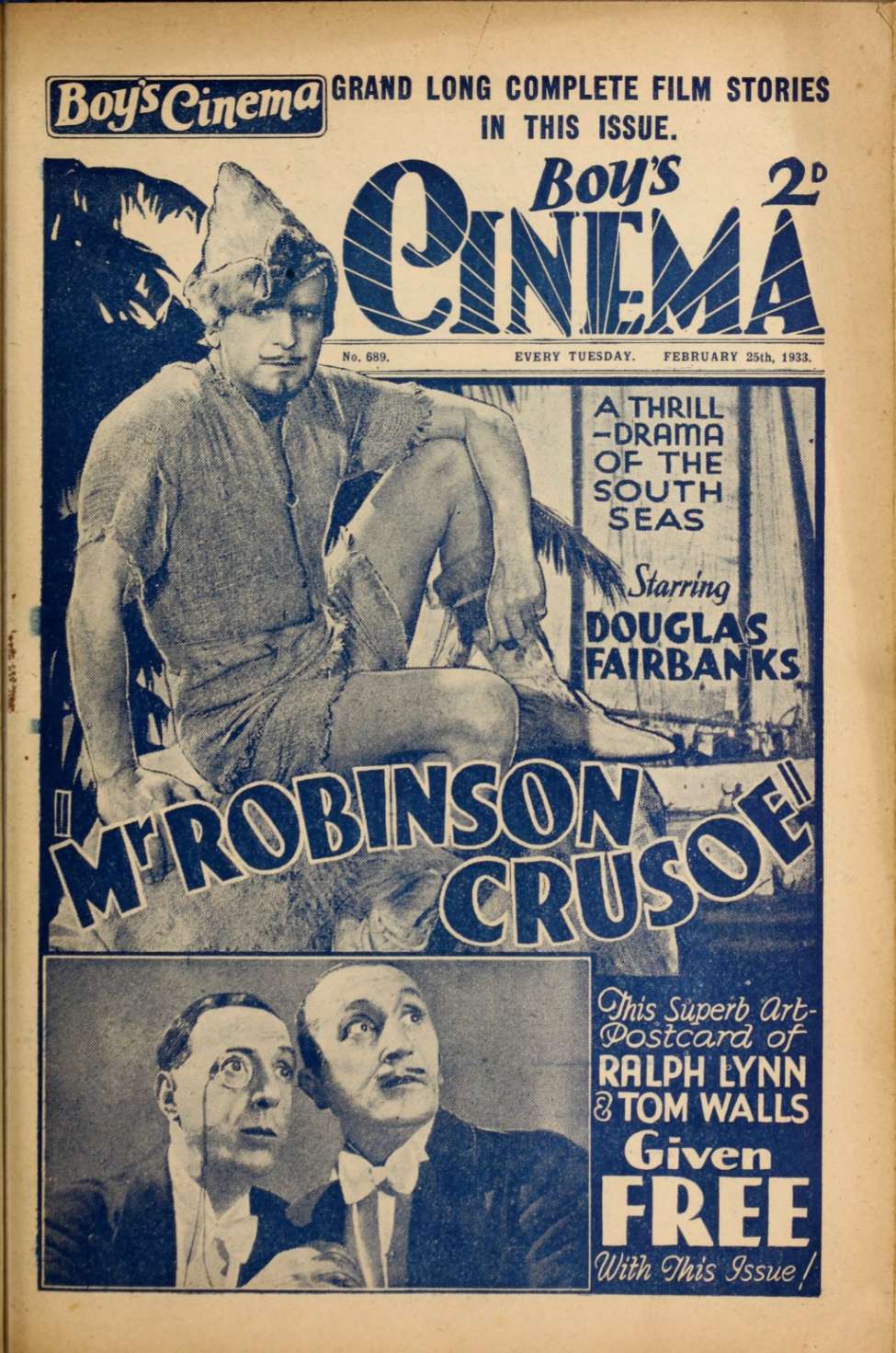 Book Cover For Boy's Cinema 689 - Mr. Robinson Crusoe - Douglas Fairbanks