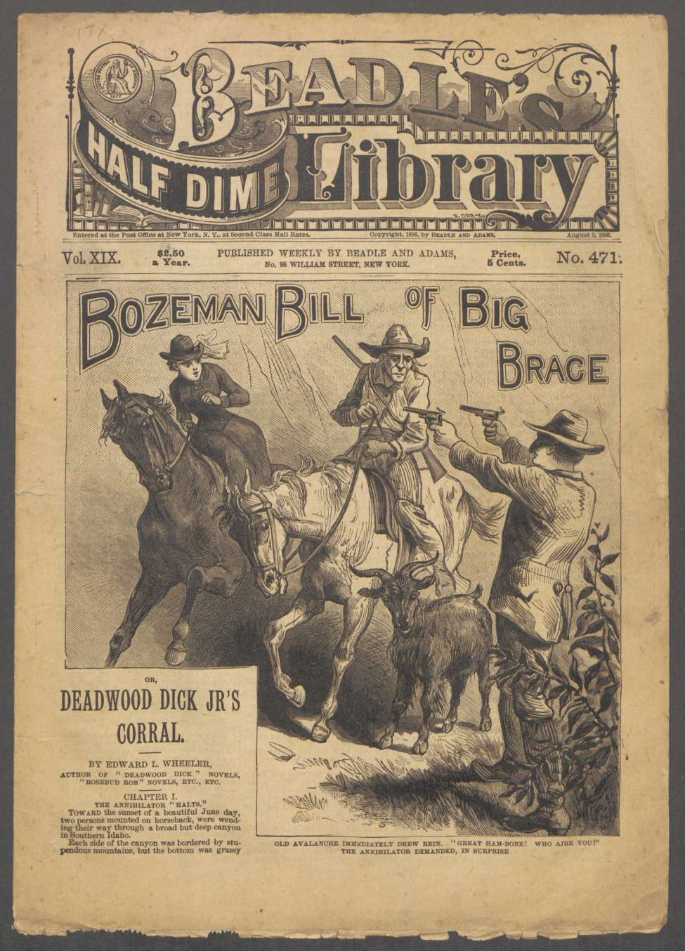 Book Cover For Beadle's Half Dime Library 471 - Bozeman Bill of Big Brace