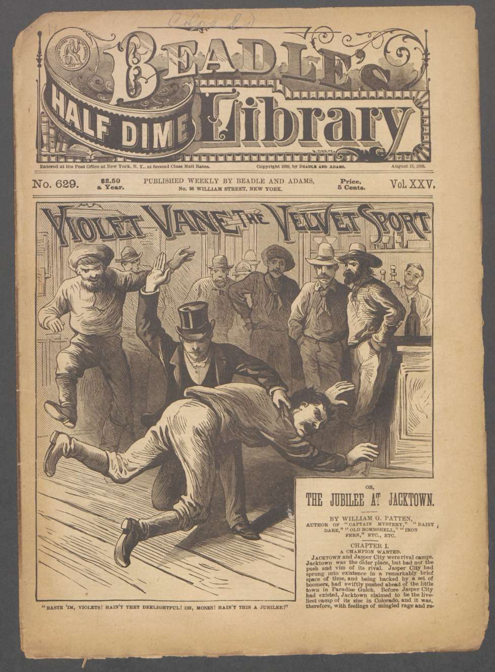 Book Cover For Beadle's Half Dime Library 629 - Violet Vane, the Velvet Sport