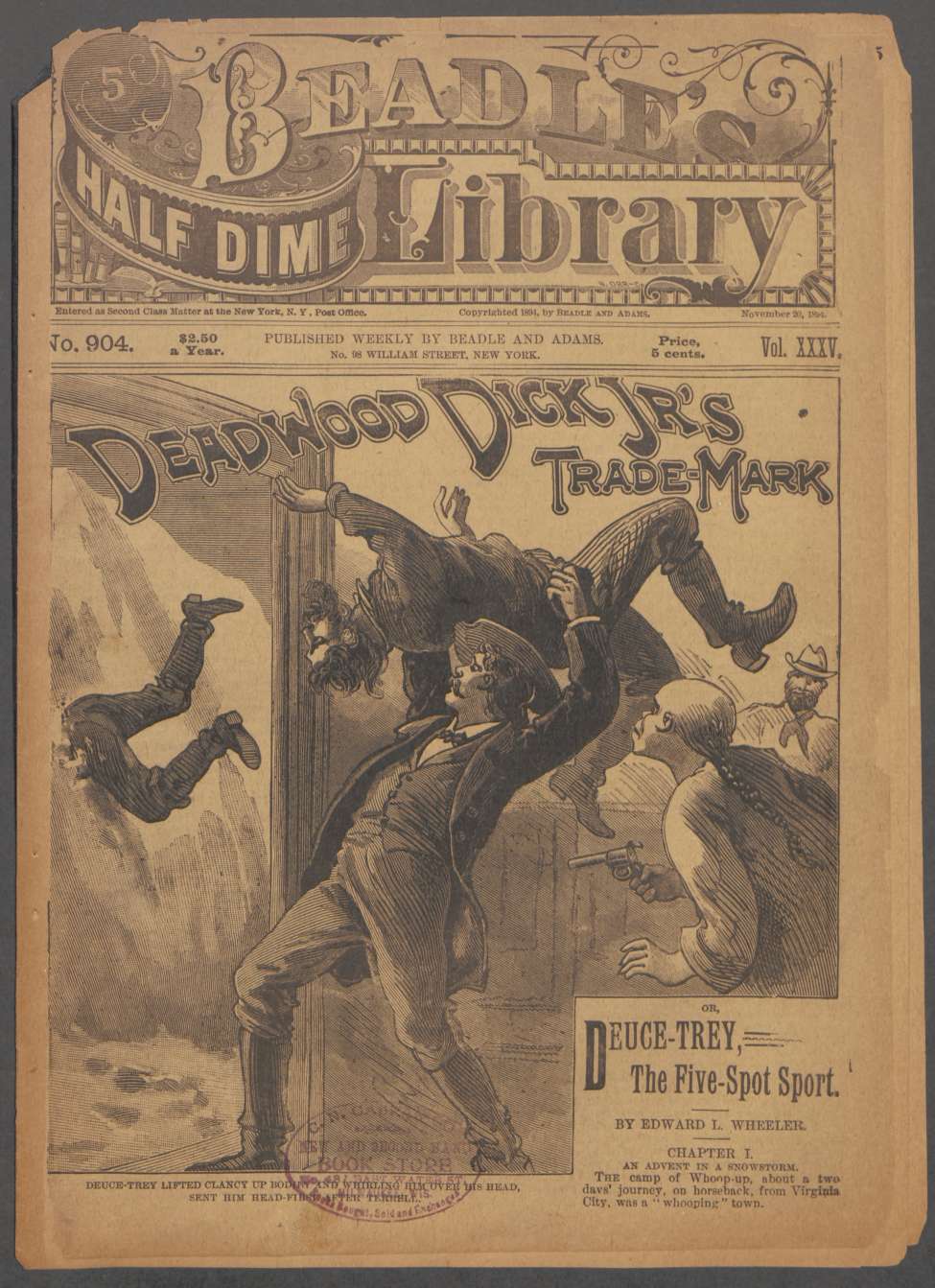 Book Cover For Beadle's Half Dime Library 904 - Deadwood Dick Jr.'s Trade-Mark