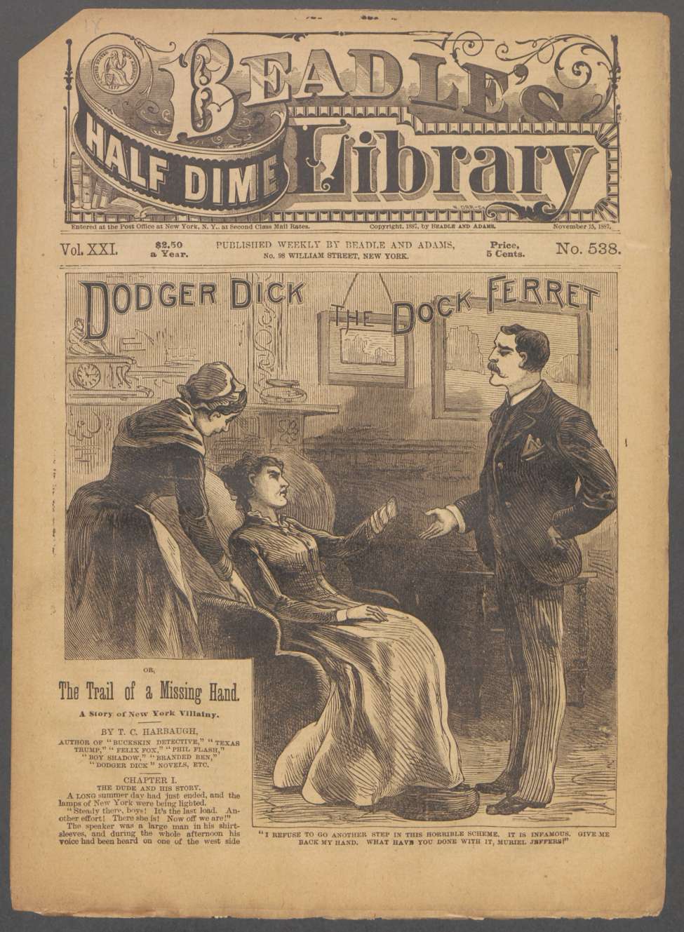 Book Cover For Beadle's Half Dime Library 538 - Dodger Dick, the Dock Ferret