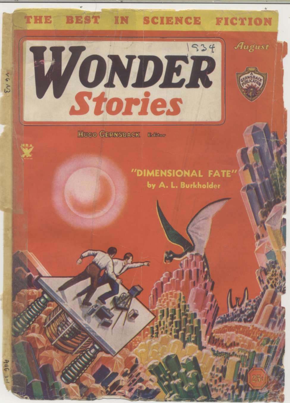 Book Cover For Wonder Stories v6 3 - Dimensional Fate - A. L. Burkholder