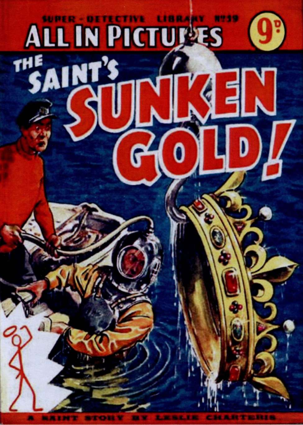 Comic Book Cover For Super Detective Library 59 - The Saint's Sunken Gold!