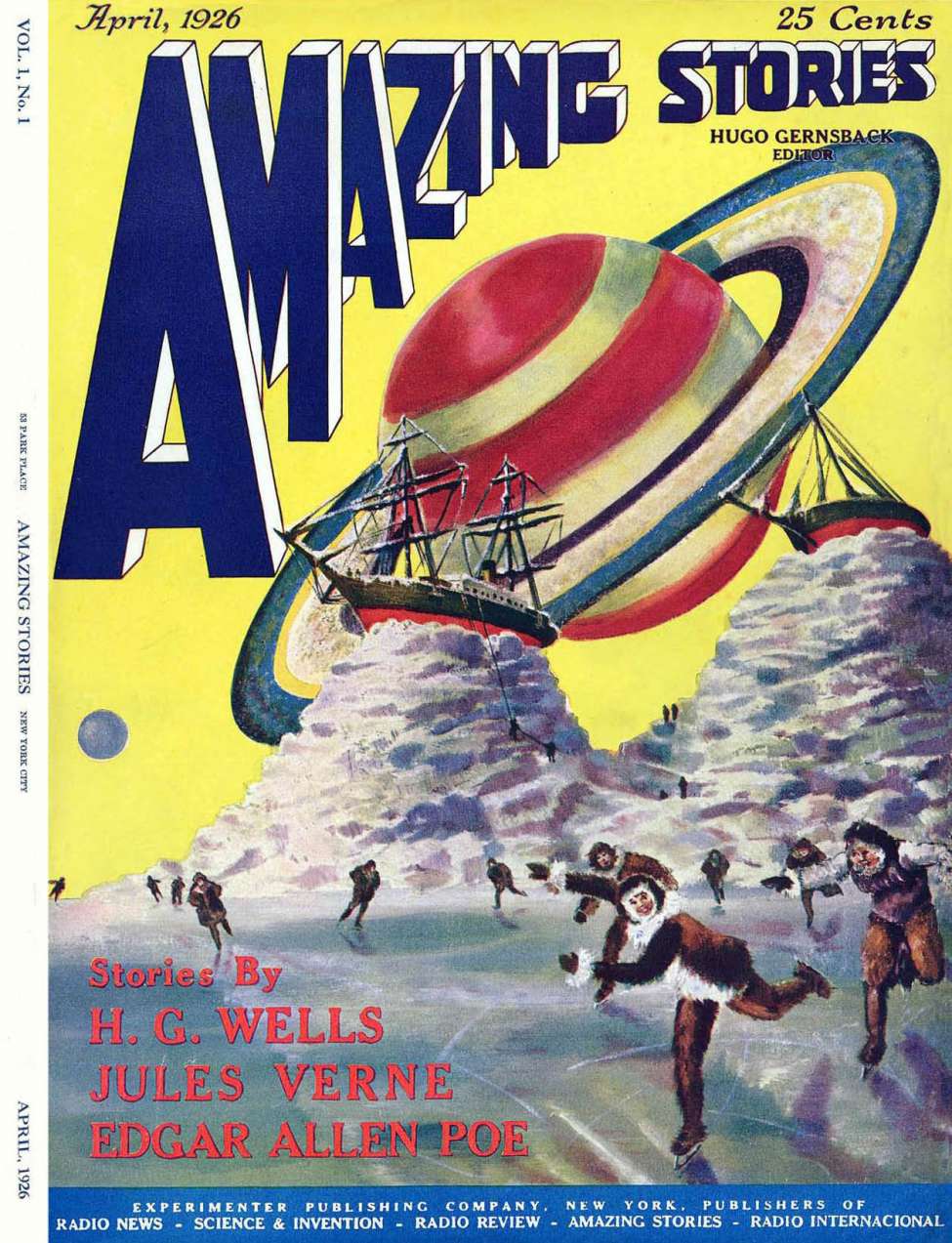 Book Cover For Amazing Stories v1 1 - Off on a Comet - Jules Verne p1