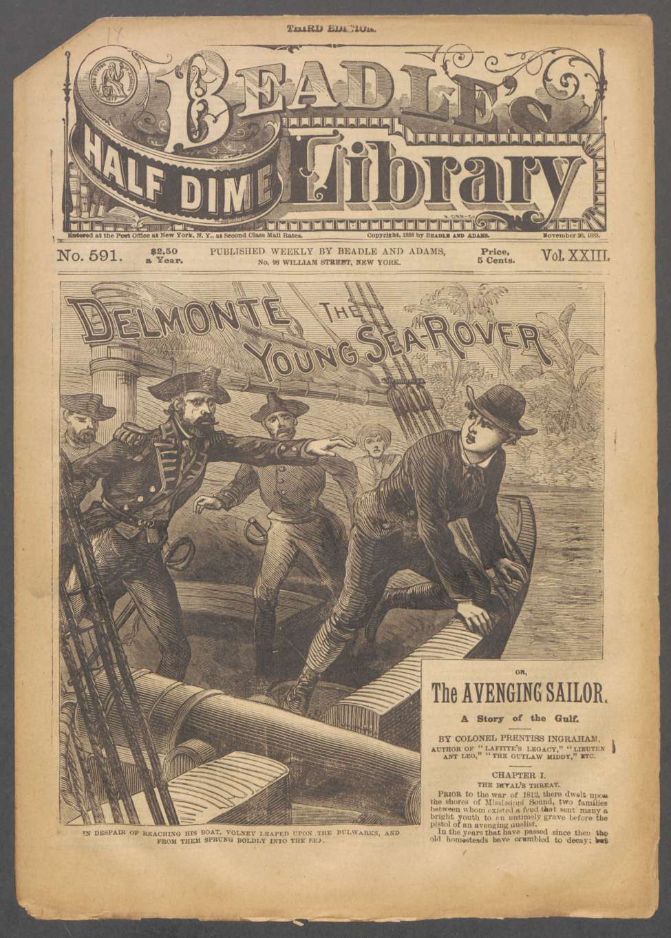Book Cover For Beadle's Half Dime Library 591 - Delmonte, the Young Sea-Rover