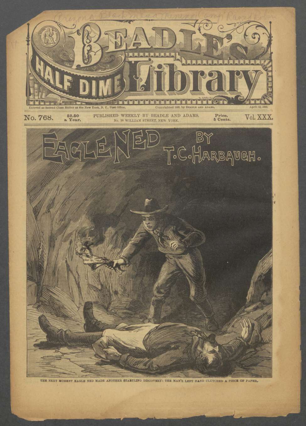 Book Cover For Beadle's Half Dime Library 768 - Eagle Ned, the Boy On Guard