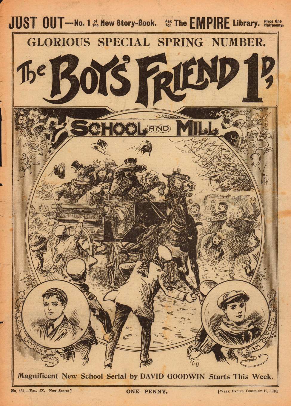 Comic Book Cover For The Boys' Friend 454 - School and Mill