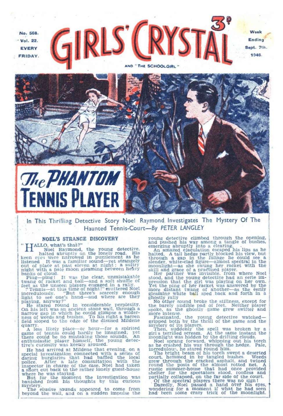 Comic Book Cover For Girls' Crystal 568 - The Phantom Tennis Player