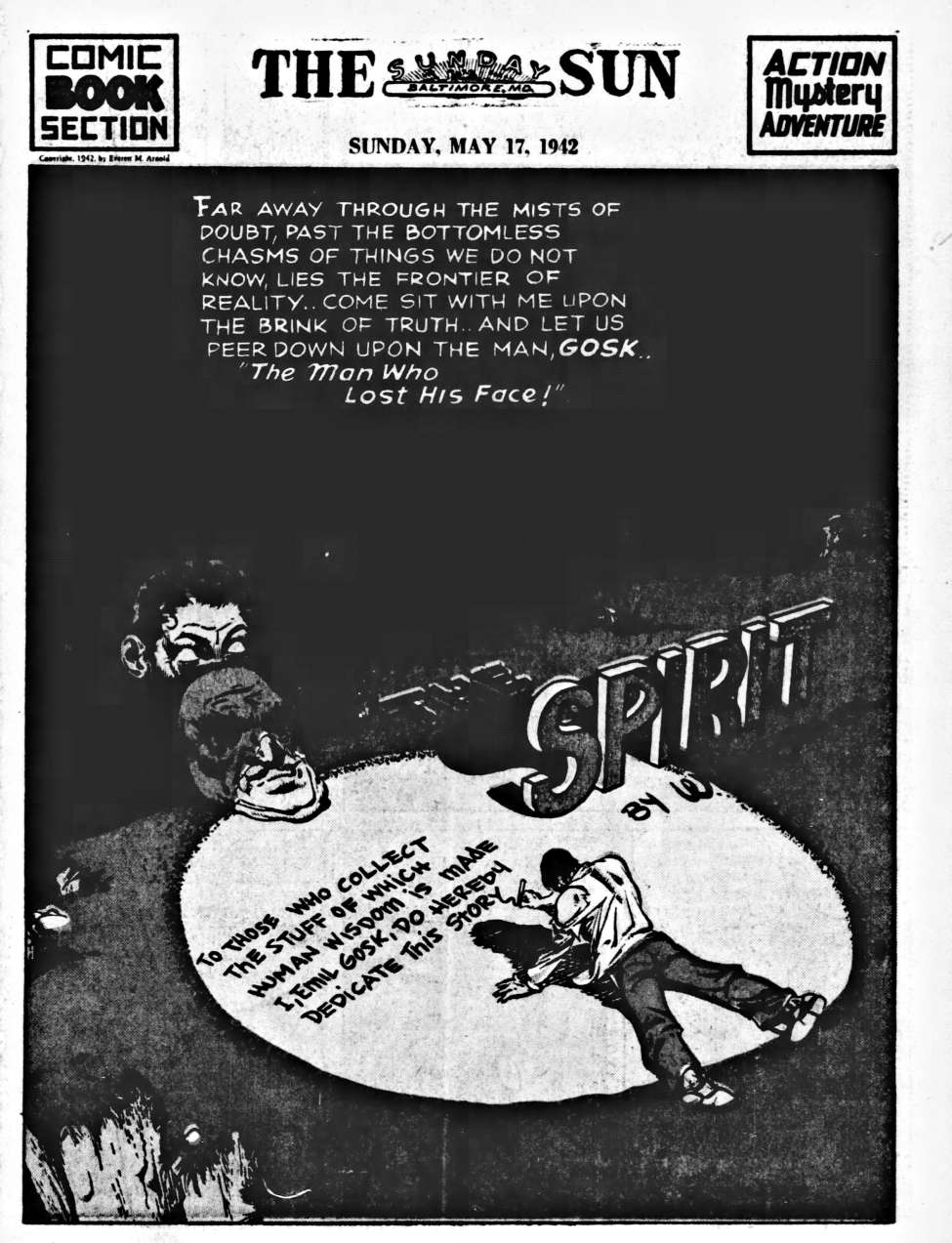 Comic Book Cover For The Spirit (1942-05-17) - Baltimore Sun (b/w)