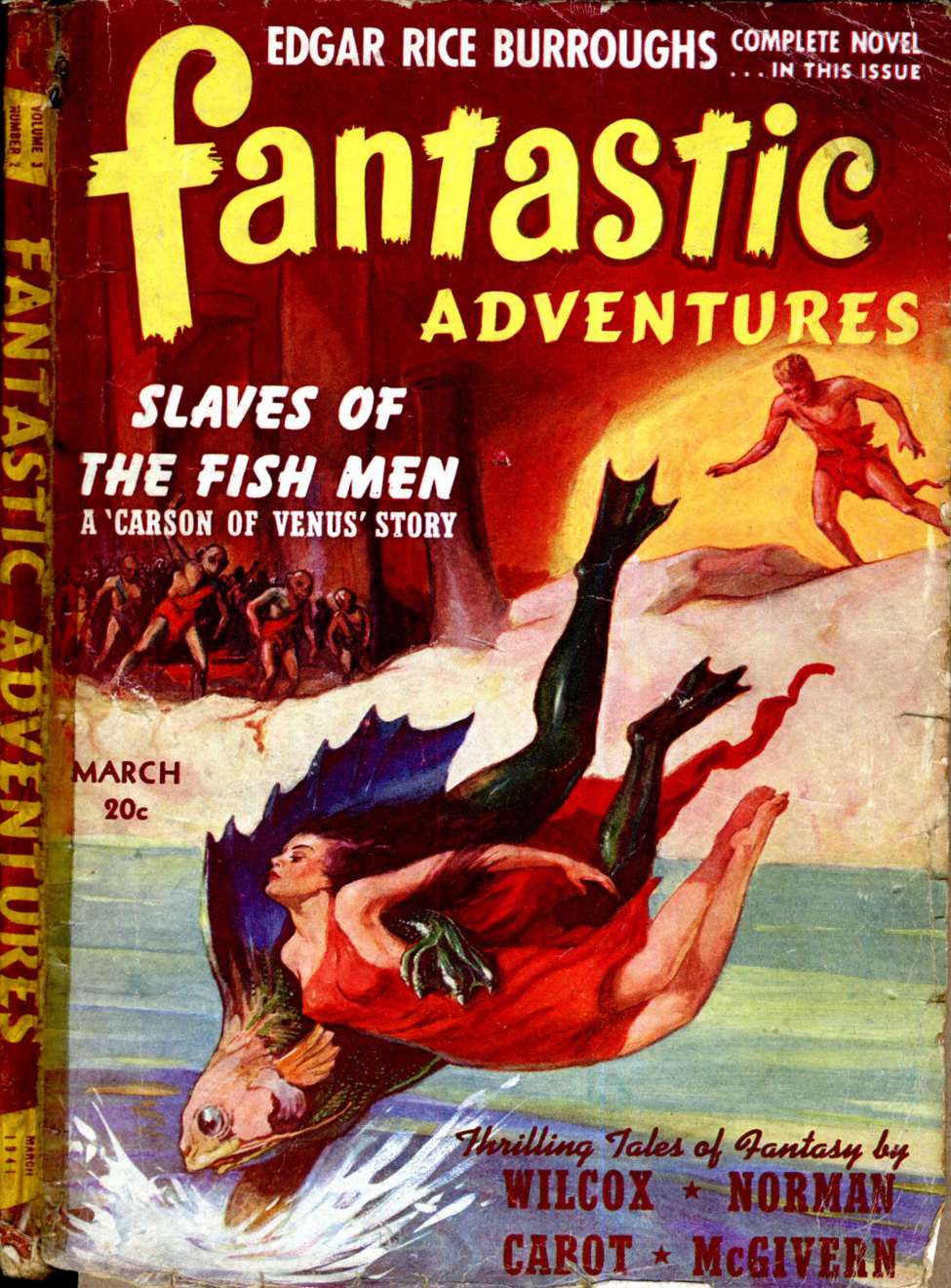 Comic Book Cover For Fantastic Adventures v3 2 - Slaves of the Fish Men - Edgar Rice Burroughs