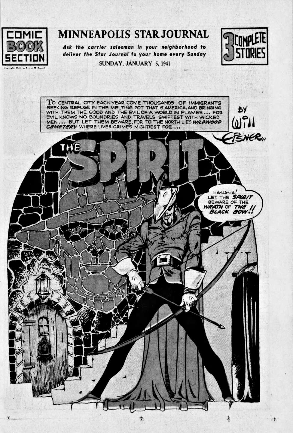 Book Cover For The Spirit (1941-01-05) - Minneapolis Star Journal (b/w)