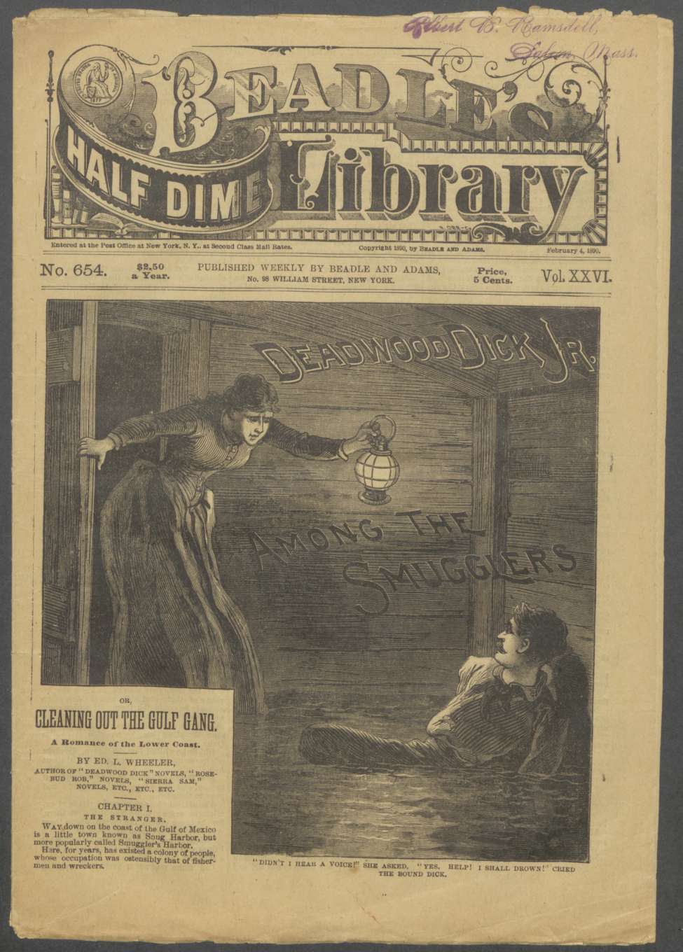 Book Cover For Beadle's Half Dime Library 654 - Deadwood Dick Jr., Among The Smugglers