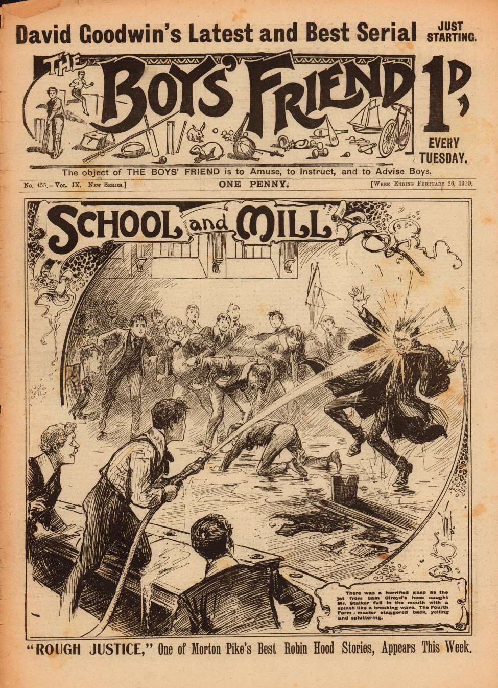 Comic Book Cover For The Boys' Friend 455 - School and Mill