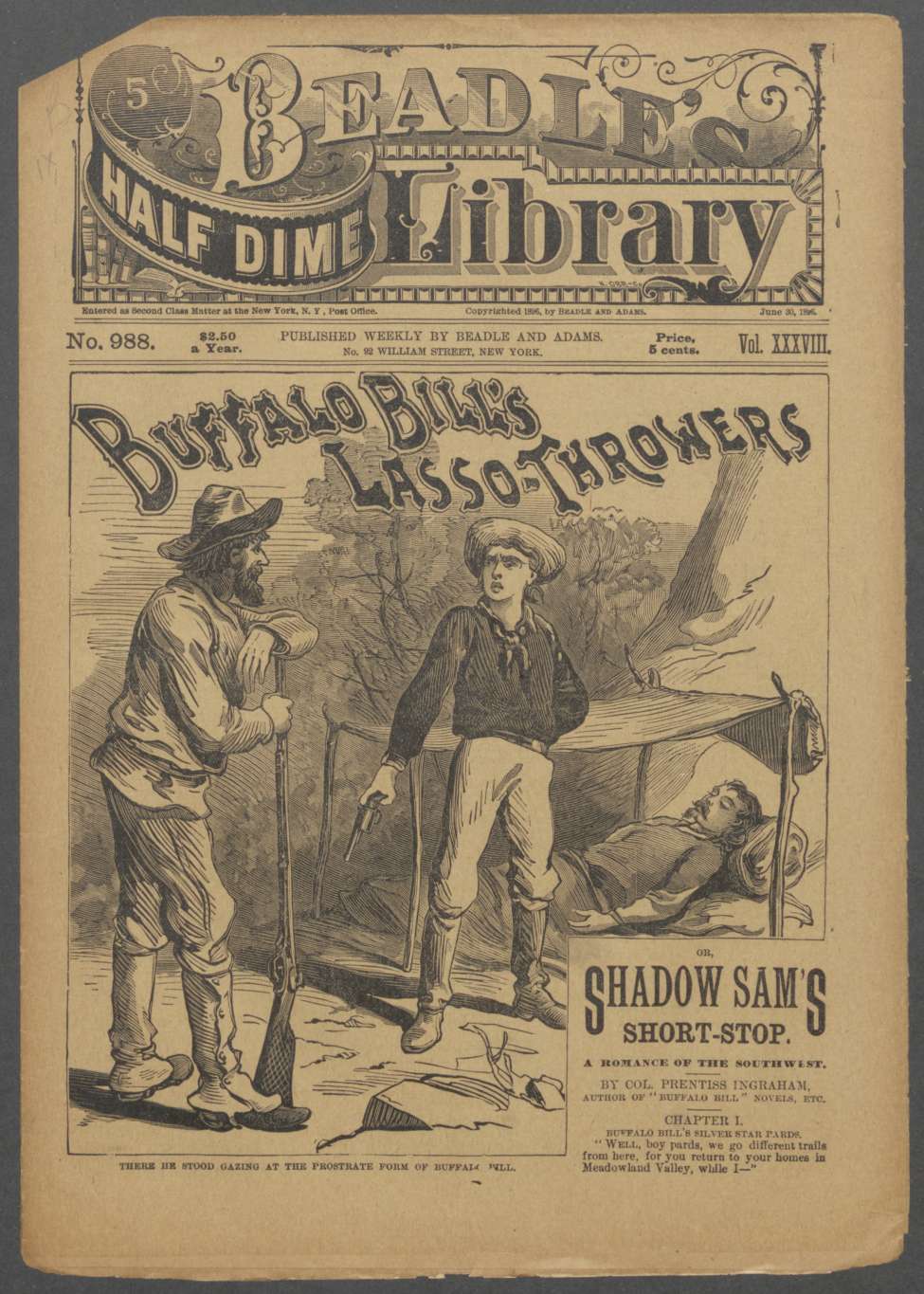 Book Cover For Beadle's Half Dime Library 988 - Buffalo Bills Lasso-Throwers
