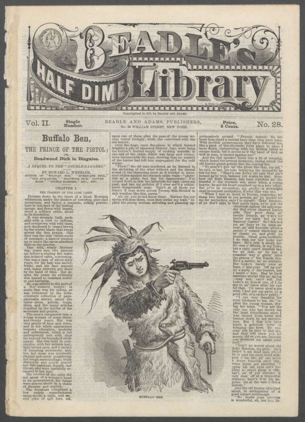 Book Cover For Beadle's Half Dime Library 28 - Buffalo Ben, the Prince of the Pistol