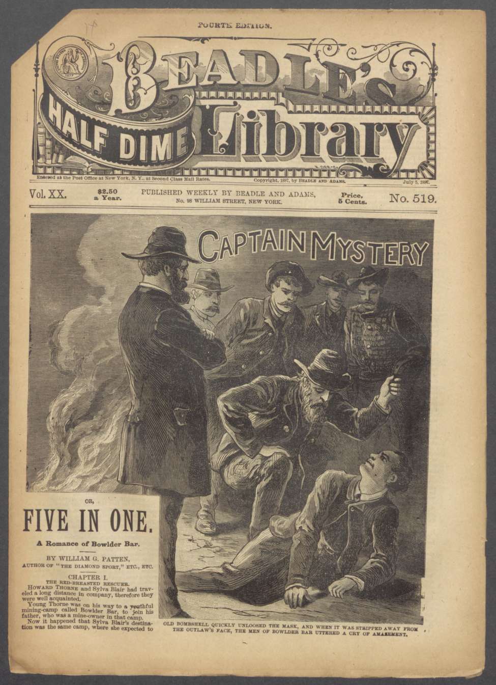 Book Cover For Beadle's Half Dime Library 519 - Captain Mystery