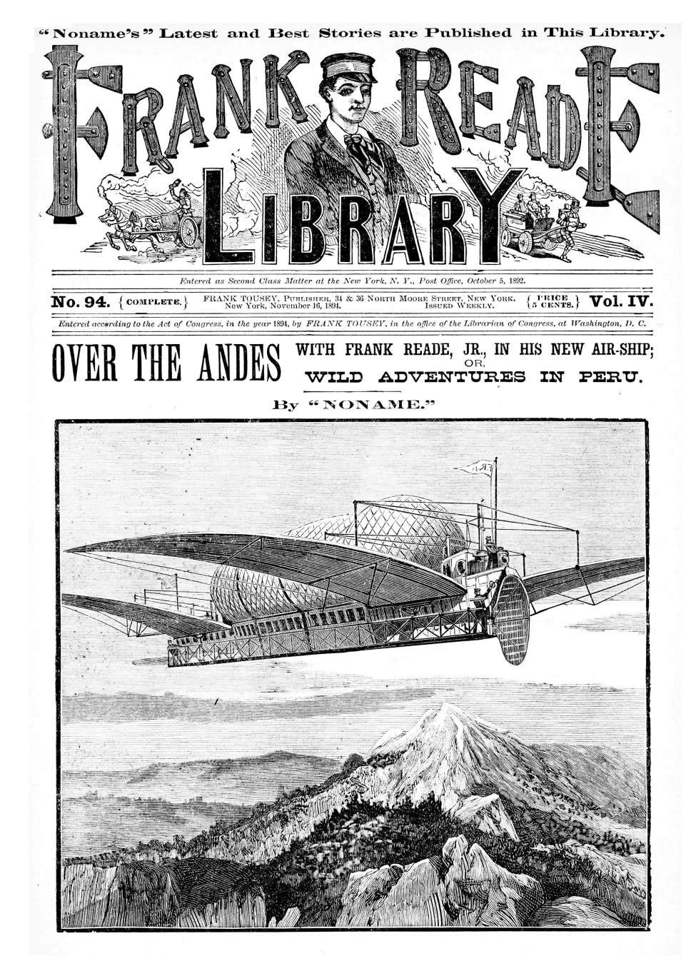 Book Cover For v04 94 - Over the Andes with Frank Reade, Jr., in His New Air-Ship