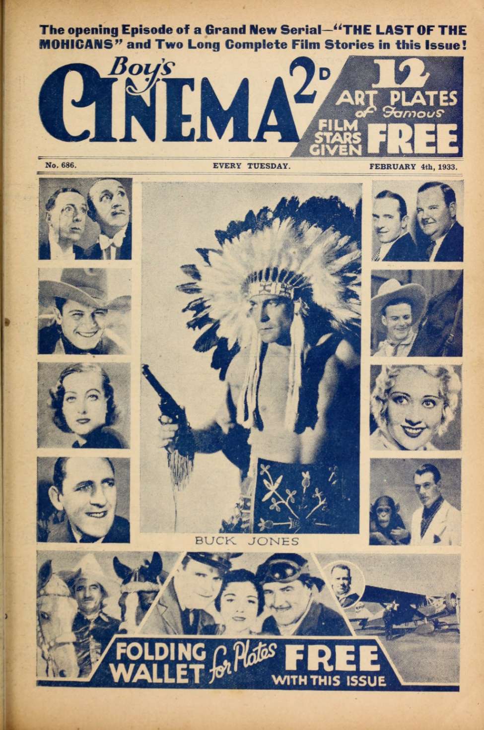 Comic Book Cover For Boy's Cinema 686 - The Last of the Mohicans - Harry Carey