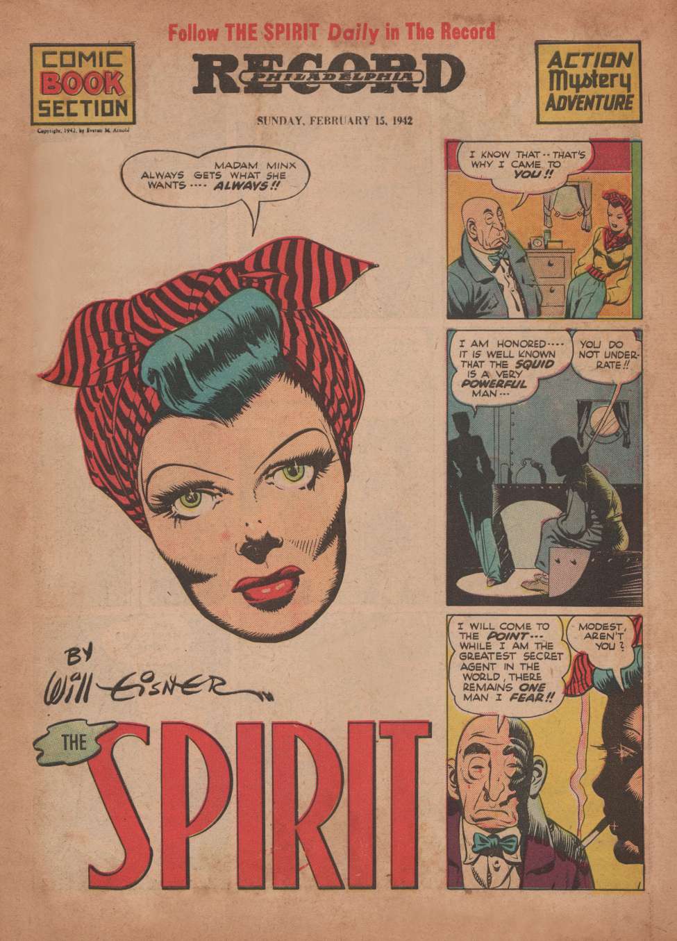 Comic Book Cover For The Spirit (1942-02-15) - Philadelphia Record