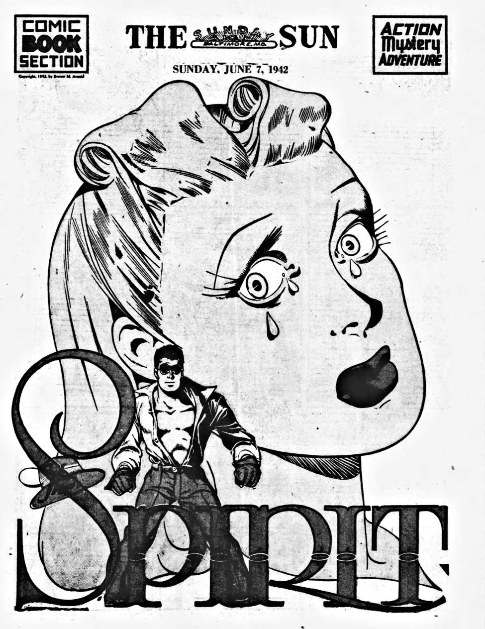 Comic Book Cover For The Spirit (1942-06-07) - Baltimore Sun (b/w) - Version 1