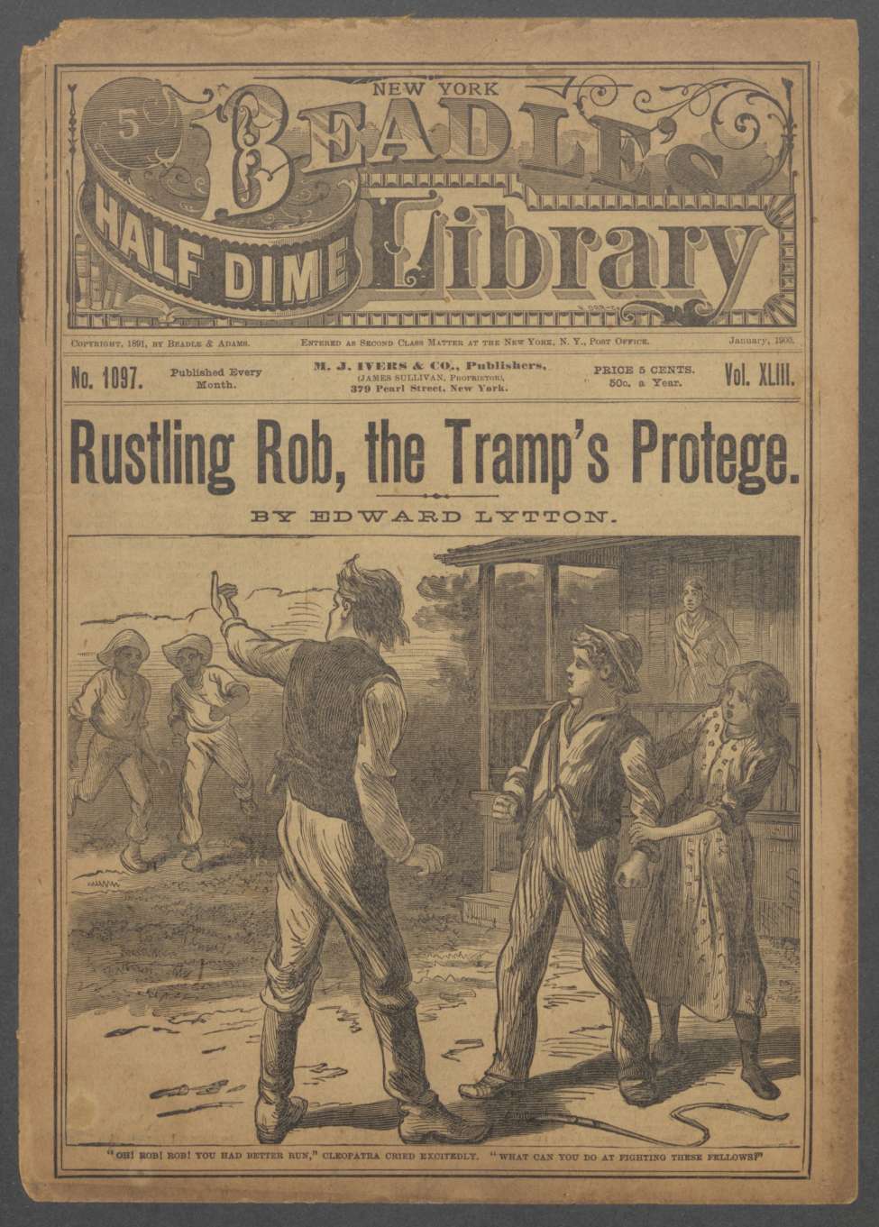 Book Cover For Beadle's Half Dime Library 1097 - Rustling Rob, the Tramp's Protege