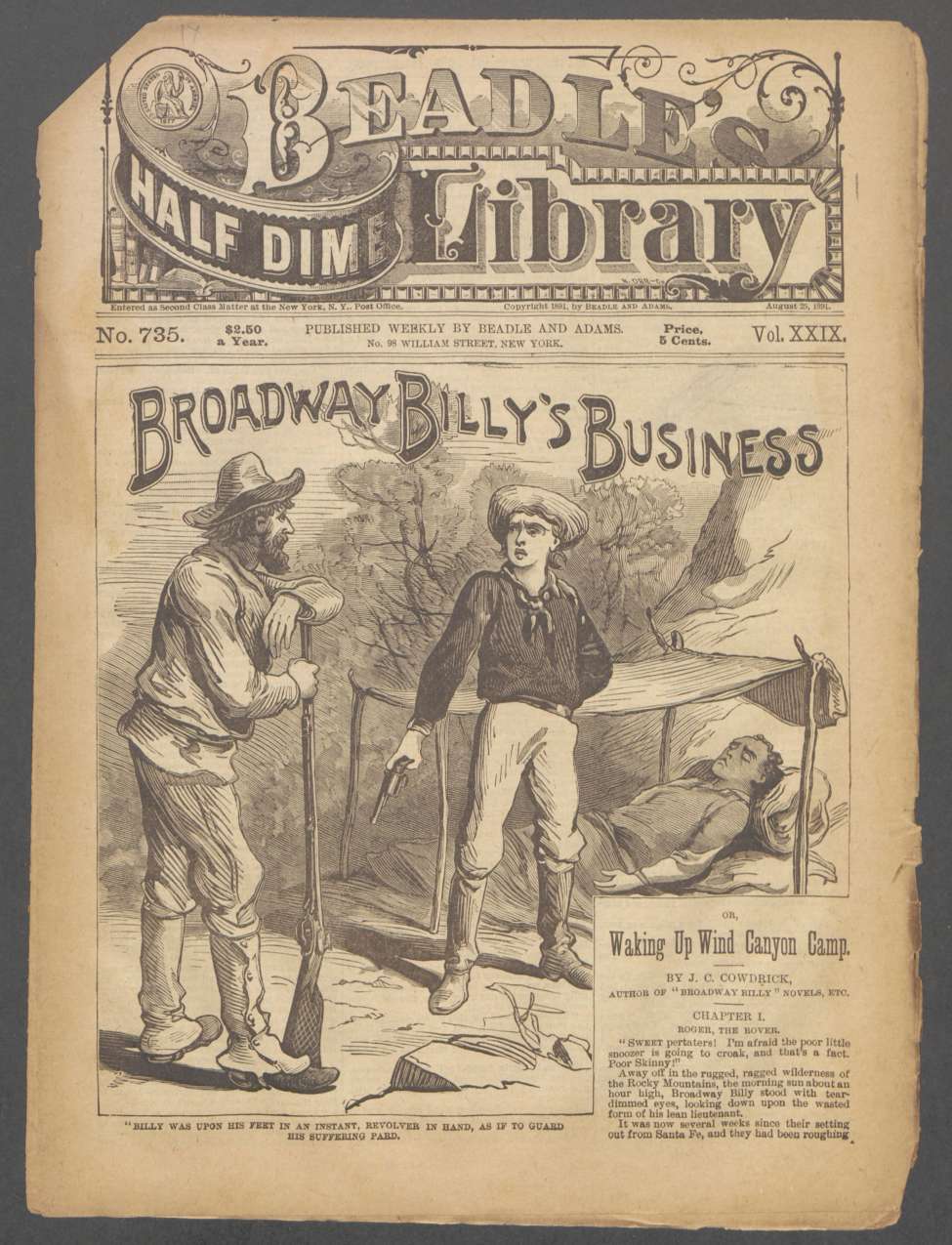 Book Cover For Beadle's Half Dime Library 735 - Broadway Billy's Business
