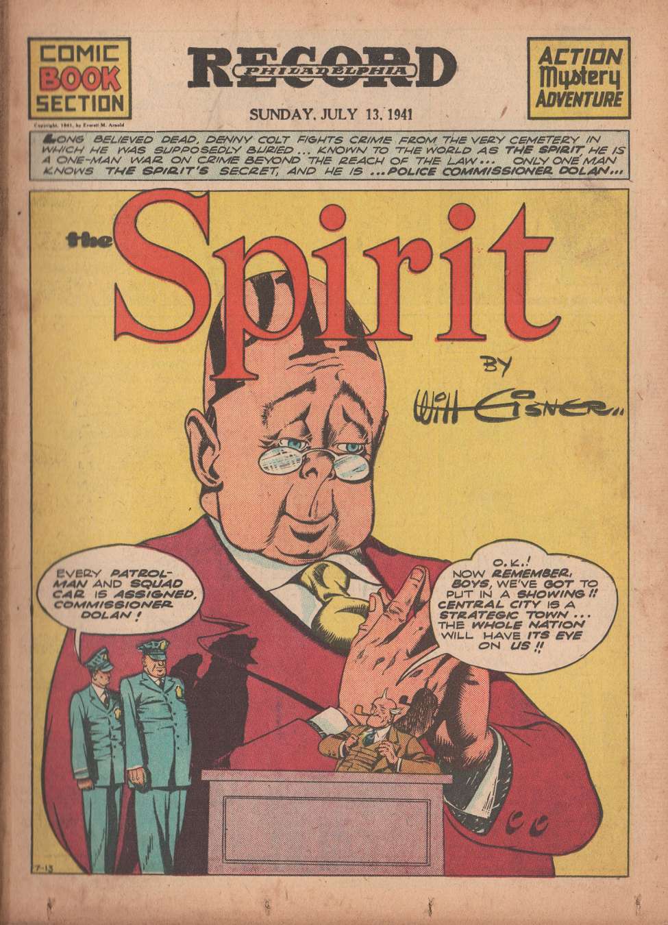 Comic Book Cover For The Spirit (1941-07-13) - Philadelphia Record