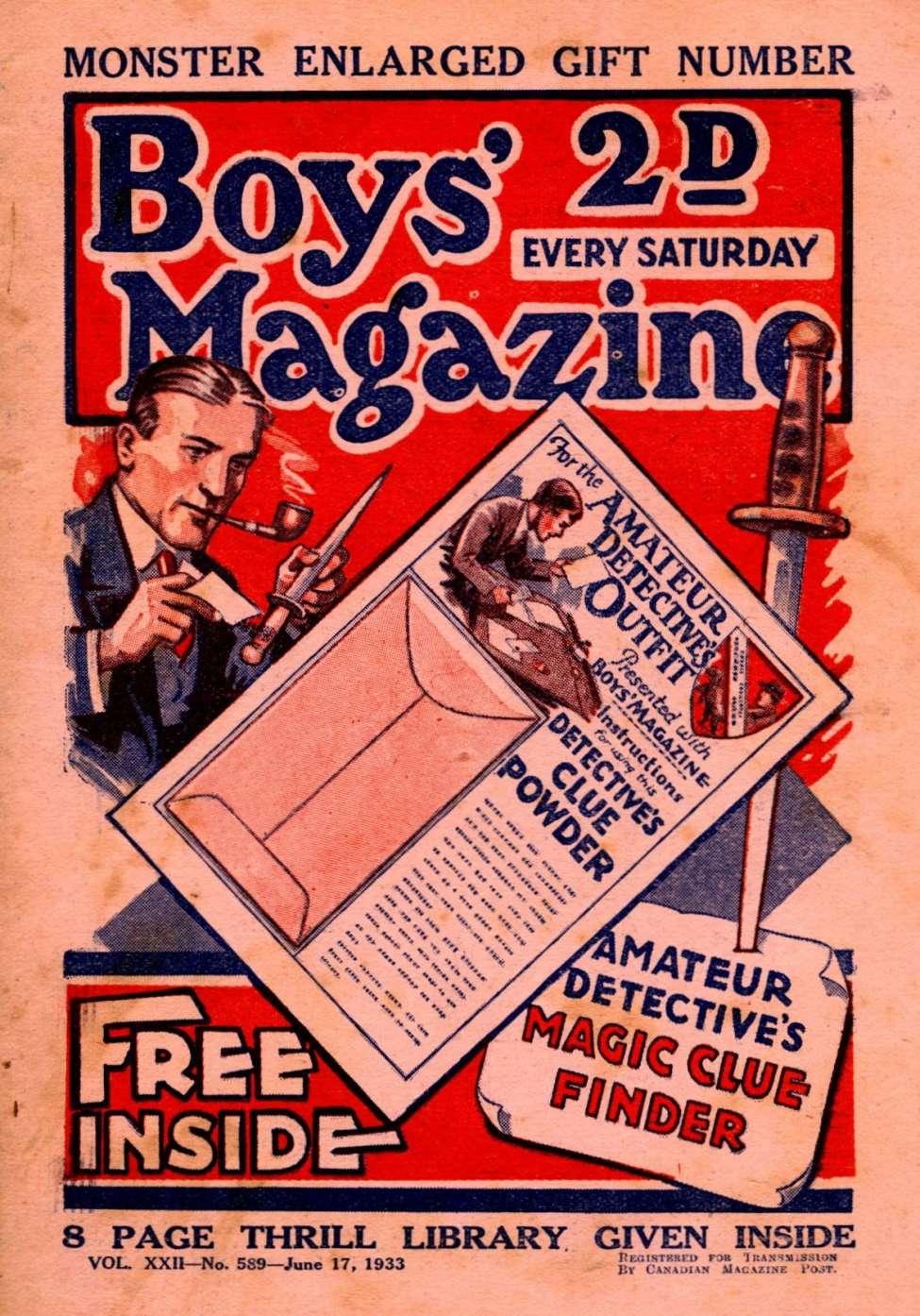 Comic Book Cover For Boys' Magazine 589
