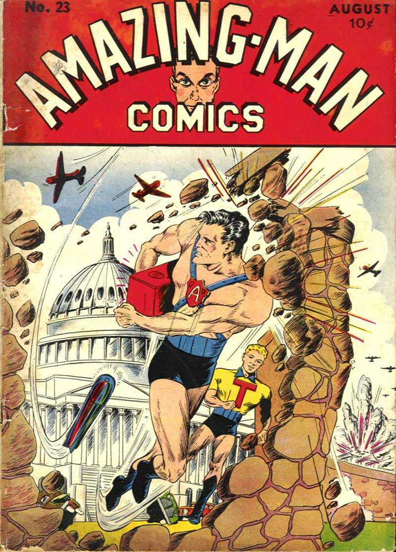 Comic Book Cover For Amazing Man Comics 23