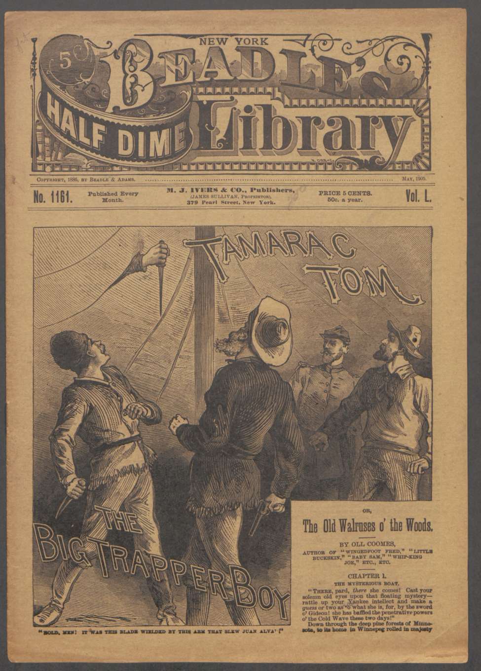 Book Cover For Beadle's Half Dime Library 1161 - Tamarac Tom, the Big Trapper Boy