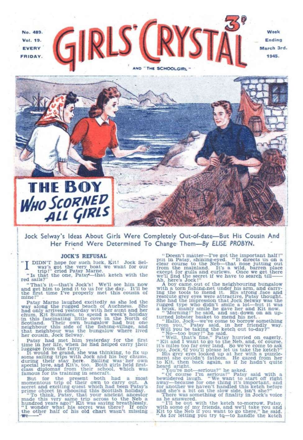 Comic Book Cover For Girls' Crystal 489 - The Boy Who Scorned All Girls