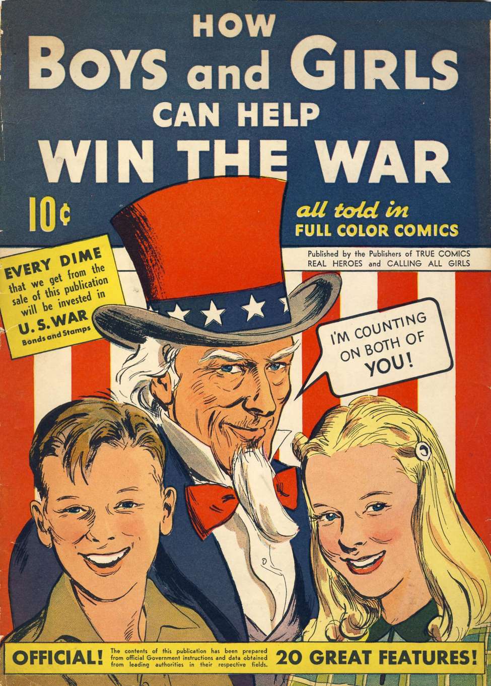 Comic Book Cover For How Boys and Girls Can Help Win The War