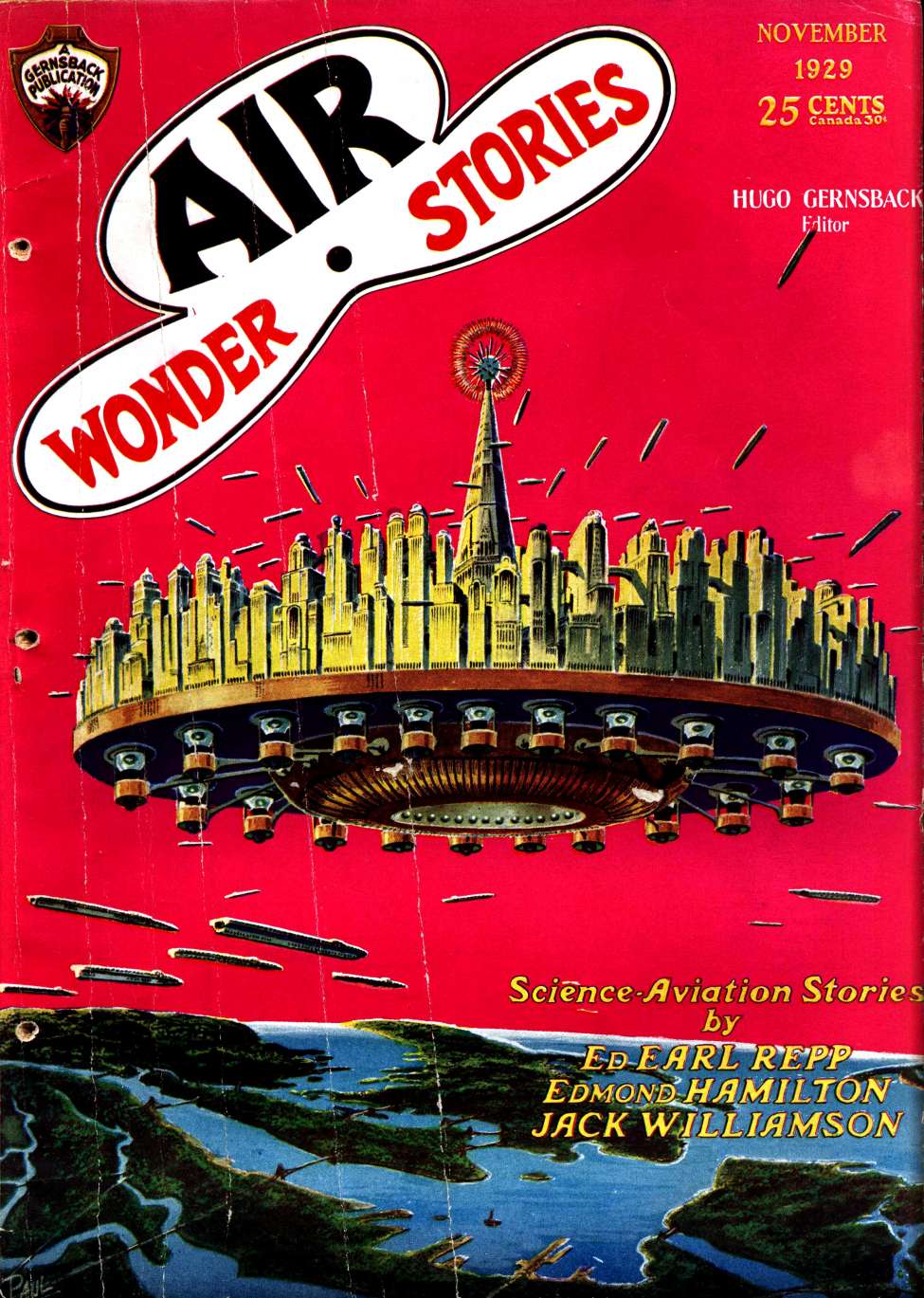Book Cover For Air Wonder Stories 5 - Cities in the Air - Edmond Hamilton