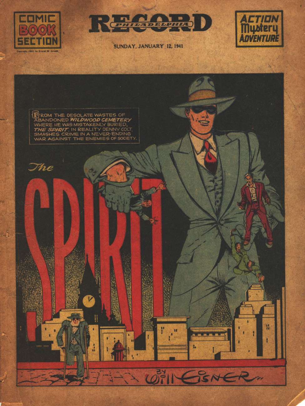 Comic Book Cover For The Spirit (1941-01-12) - Philadelphia Record
