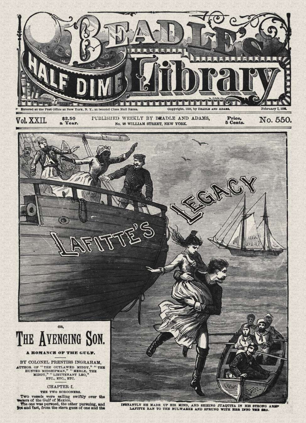 Book Cover For Beadle's Half Dime Library 550 - Lafitte's Legacy