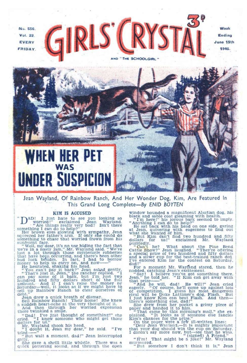 Comic Book Cover For Girls' Crystal 556 - When Her Pet was Under Suspicion