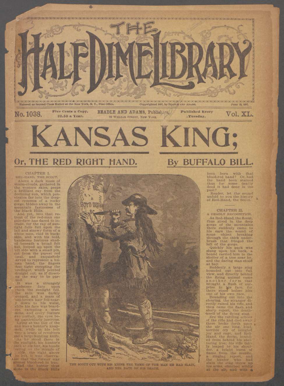 Book Cover For Beadle's Half Dime Library 1038 - The Kansas King