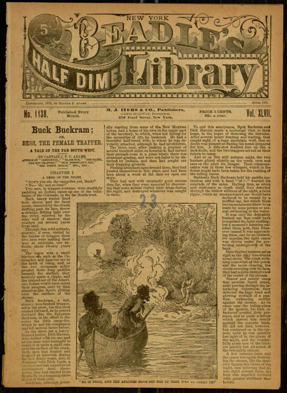 Book Cover For Beadle's Half Dime Library 1138 - Buck Buckram